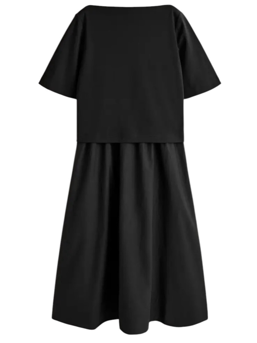 COS Contrast-Panel Boat-Neck Midi Dress in Black Size Large